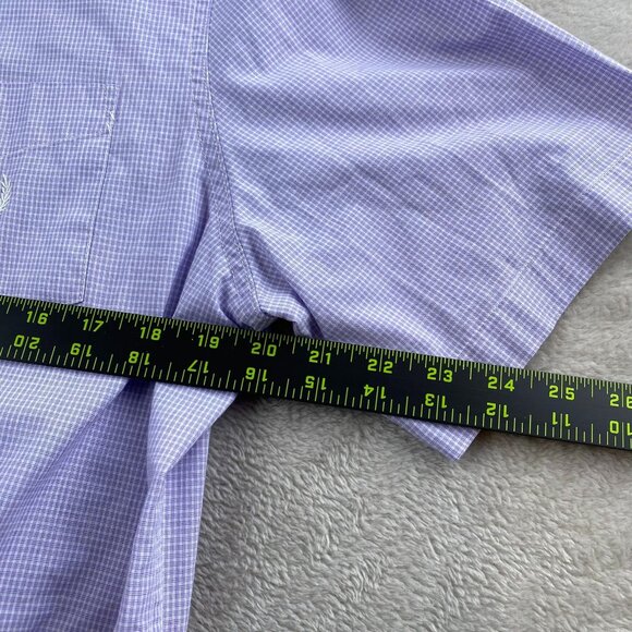 Chaps Men's Oxford Shirt Large Purple Check Easy Care Short Sleeve Button-Down - Picture 5 of 9
